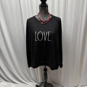 Rae Dunn Womens LOVE Sweatshirt Size 2X Black Long Sleeve Casual Comfy